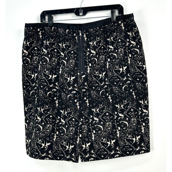 Talbots Women Size 16WP Skirt Black White Damask Knee Length Exposed Zipper U2 - Picture 4 of 12